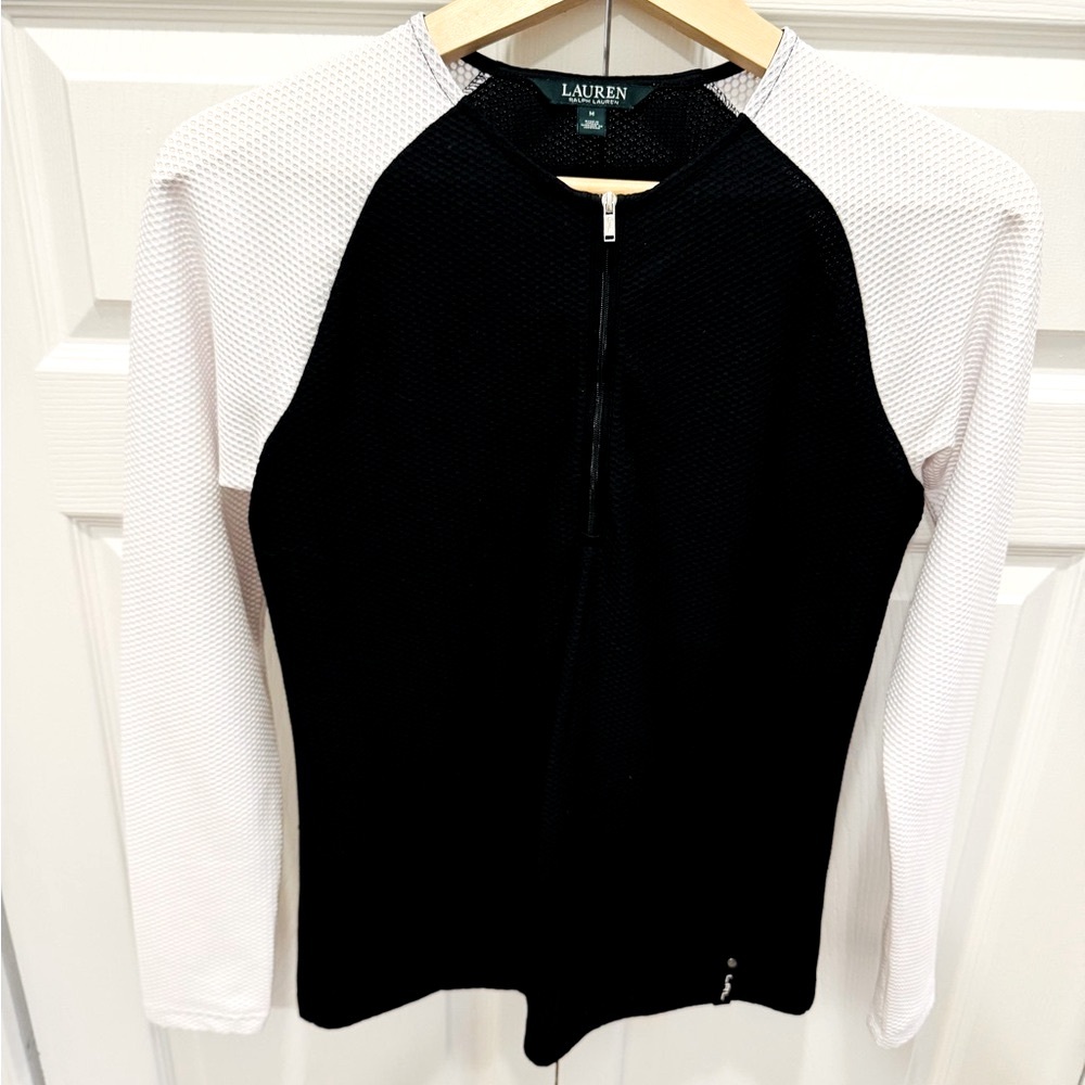 Lauren Ralph Lauren Polo Long Sleeve Active Half Zip Stretch Waffle Knit Medium